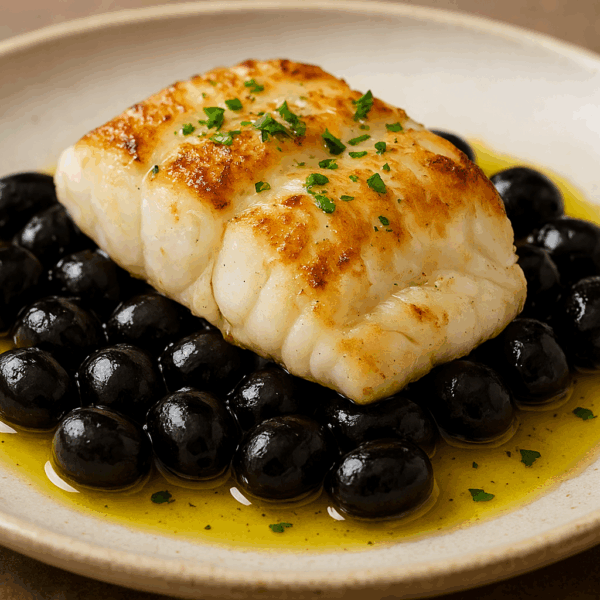 Lotte rôtie à l’huile d'olive noire